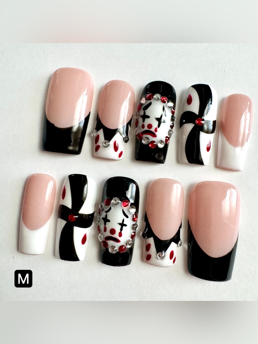 Black & Nude Clown Nail Art Set